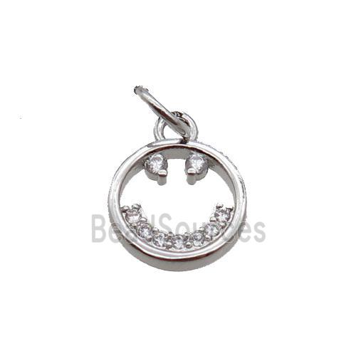 Copper Emojiface Pendant Pave Zircon Platinum Plated