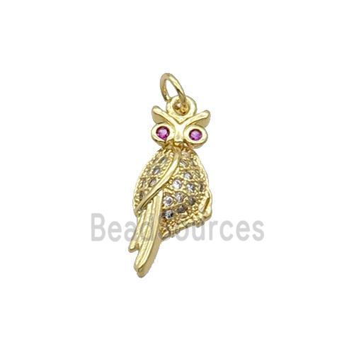 Copper Owl Pendant Pave Zircon Bird Gold Plated