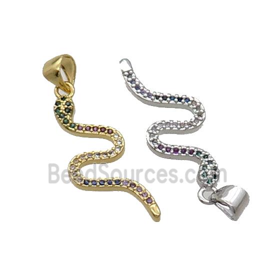 Copper Snake Pendant Pave Zircon Mixed