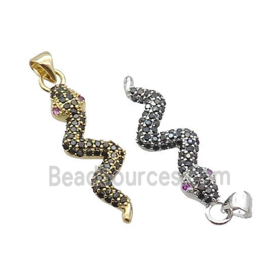 Copper Snake Pendant Pave Zircon Mixed