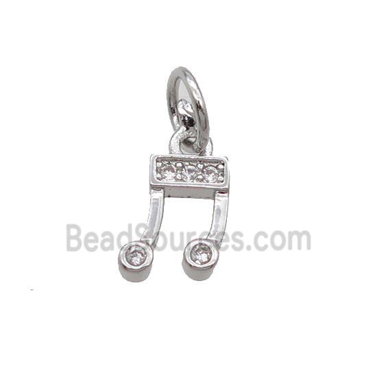 Copper Pendant Pave Zircon Musical Note Platinum Plated