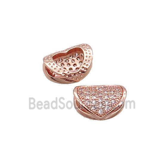 Copper Heart Beads Pave Zircon Rose Gold