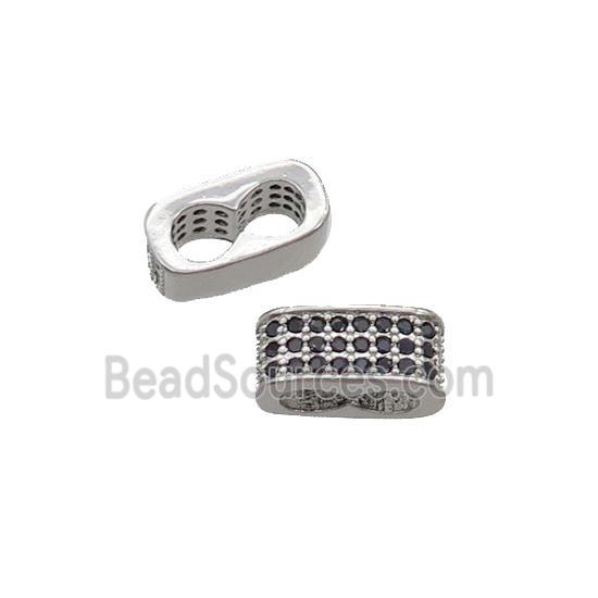 Copper Beads Pave Zircon 2hole Platinum Plated