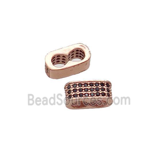 Copper Beads Pave Zircon 2hole Rose Gold