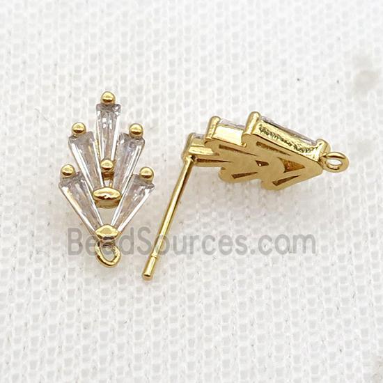 Copper Stud Earring Pave Zircon Gold Plated