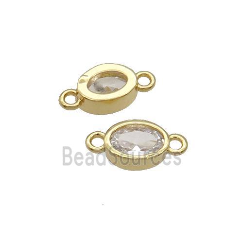 Copper Oval Connector Pave Zircon Gold Plated