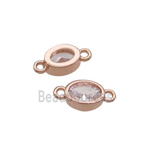 Copper Oval Connector Pave Zircon Rose Gold