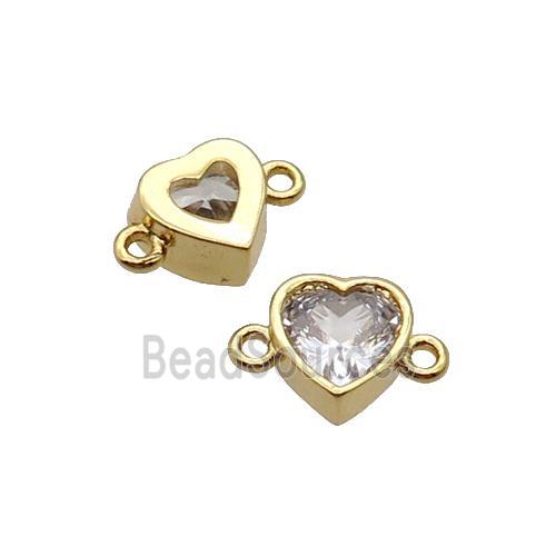 Copper Heart Connector Pave Zircon Gold Plated