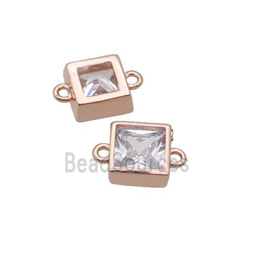 Copper Square Connector Pave Zircon Rose Gold