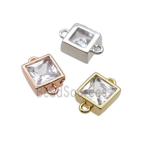 Copper Square Connector Pave Zircon Mixed