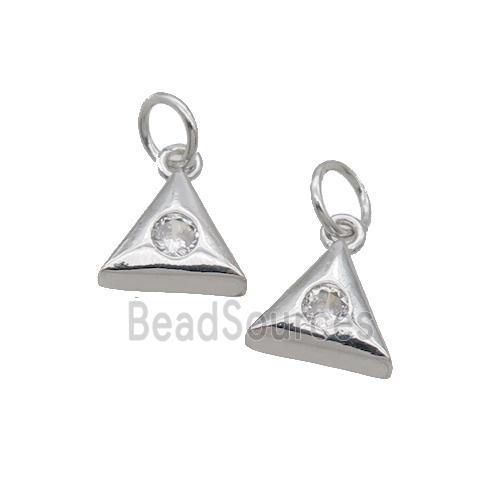 Copper Triangle Pendant Pave Zircon Platinum Plated