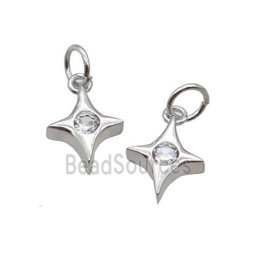 Copper Star Pendant Pave Zircon Platinum Plated