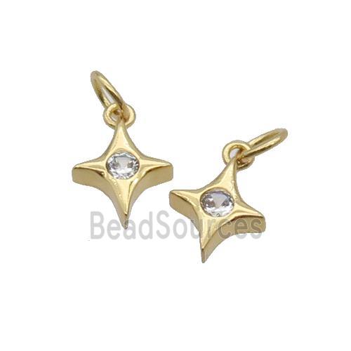 Copper Star Pendant Pave Zircon Gold Plated