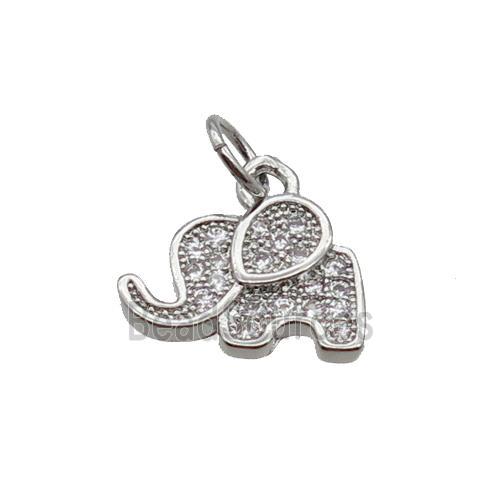 Copper Elephant Pendant Pave Zircon Platinum Plated