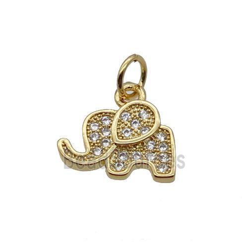 Copper Elephant Pendant Pave Zircon Gold Plated