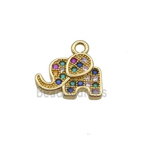 Copper Elephant Pendant Pave Zircon Gold Plated