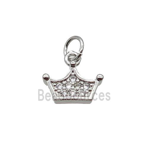 Copper Crown Pendant Pave Zircon Platinum Plated