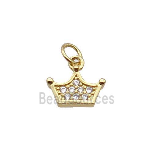 Copper Crown Pendant Pave Zircon Gold Plated