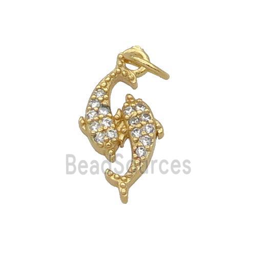 Copper Dolphin Pendant Pave Zircon Gold Plated