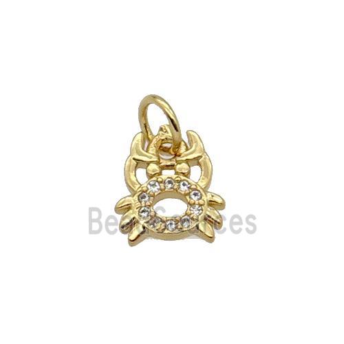 Copper Crab Charm Pendant Pave Zircon Gold Plated