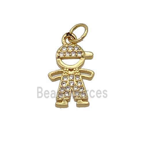 Copper Boy Pendant Pave Zircon Kids Gold Plated