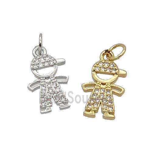 Copper Boy Pendant Pave Zircon Kids Mixed