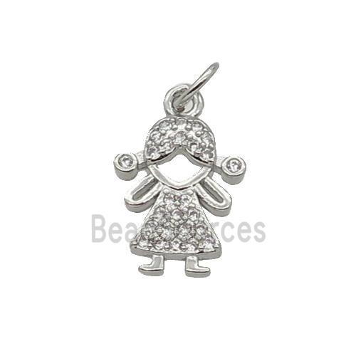 Copper Girl Pendant Pave Zircon Kids Platinum Plated