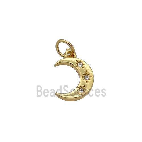 Copper Moon Pendant Pave Zircon Gold Plated