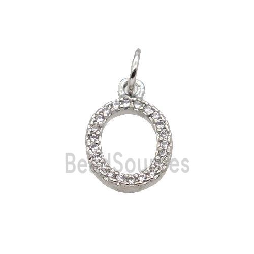 Copper Circle Pendant Pave Zircon Platinum Plated