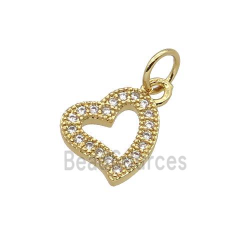 Copper Heart Pendant Pave Zircon Gold Plated