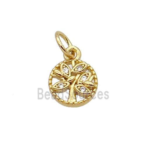 Copper Tree Pendant Pave Zircon Gold Plated