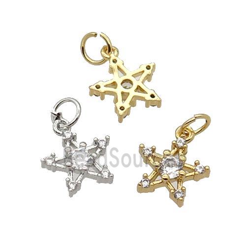 Copper Star Pendant Pave Zircon Mixed