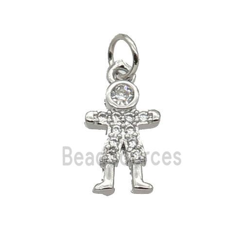 Copper Kids Pendant Pave Zircon Platinum Plated