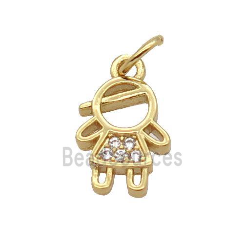 Copper Kids Girl Pendant Pave Zircon Gold Plated