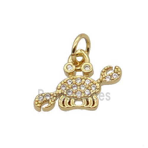 Copper Crab Pendant Pave Zircon Gold Plated