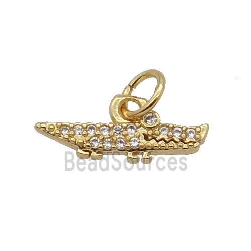 Copper Crocodile Pendant Pave Zircon Gold Plated