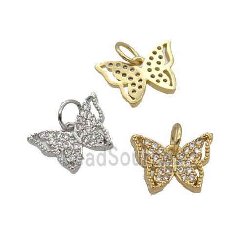 Copper Butterfly Pendant Pave Zircon Mixed