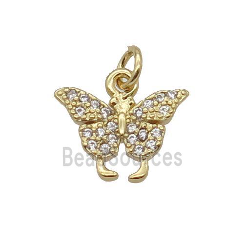 Copper Butterfly Pendant Pave Zircon Gold Plated