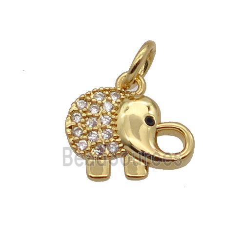 Copper Elephant Pendant Pave Zircon Gold Plated