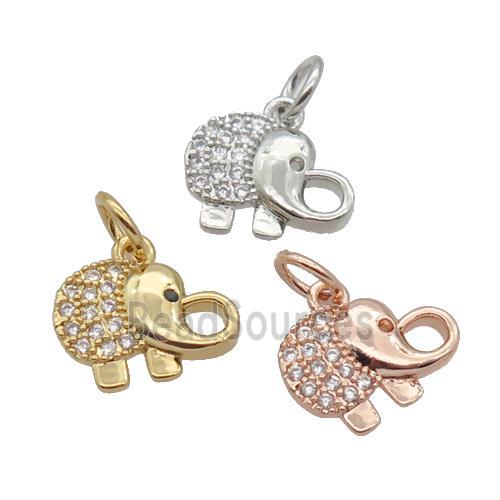 Copper Elephant Pendant Pave Zircon Mixed