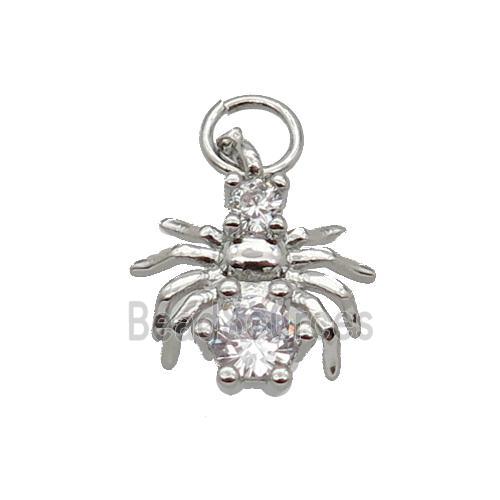 Copper Spider Pendant Pave Zircon Platinum Plated