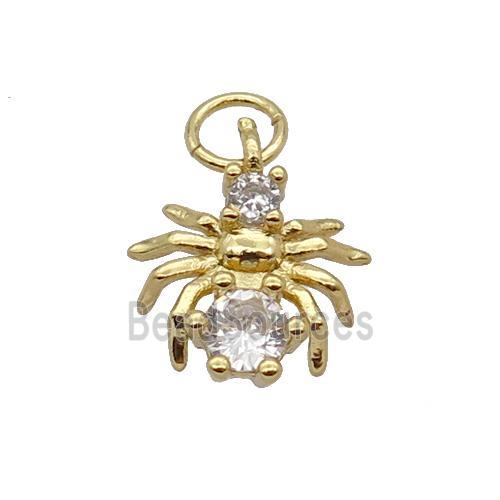 Copper Spider Pendant Pave Zircon Gold Plated