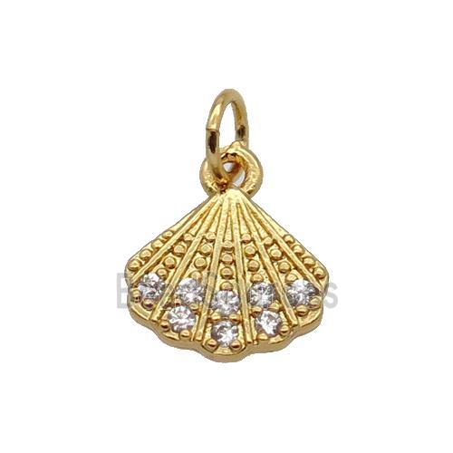 Copper Pendant Pave Zircon Conchshell Gold Plated