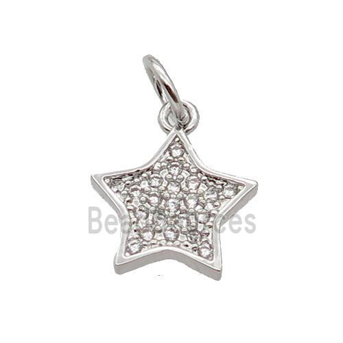 Copper Star Pendant Pave Zircon Platinum Plated