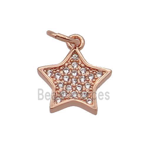 Copper Star Pendant Pave Zircon Rose Gold