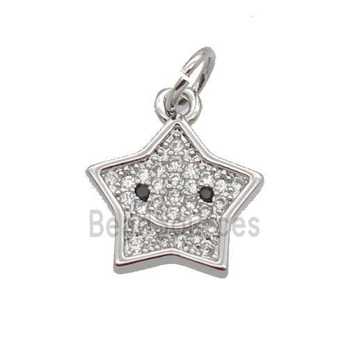 Copper Star Pendant Pave Zircon Platinum Plated