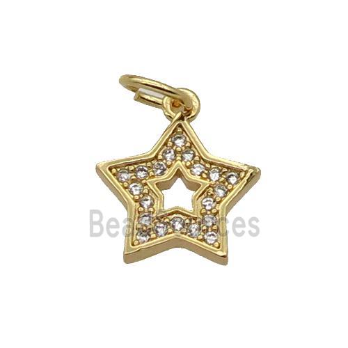 Copper Star Pendant Pave Zircon Gold Plated