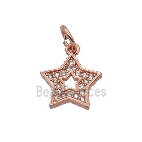 Copper Star Pendant Pave Zircon Rose Gold