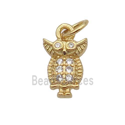 Copper Owl Pendant Pave Zircon Gold Plated