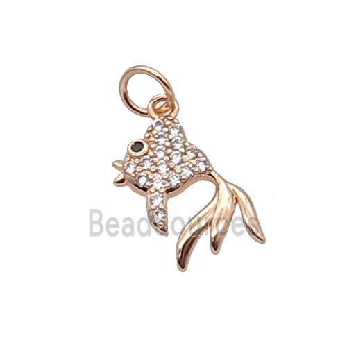 Copper Goldfish Pendant Pave Zircon Rose Gold